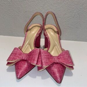 Jessica Simpson Pink Textured Bow Slingback Heels